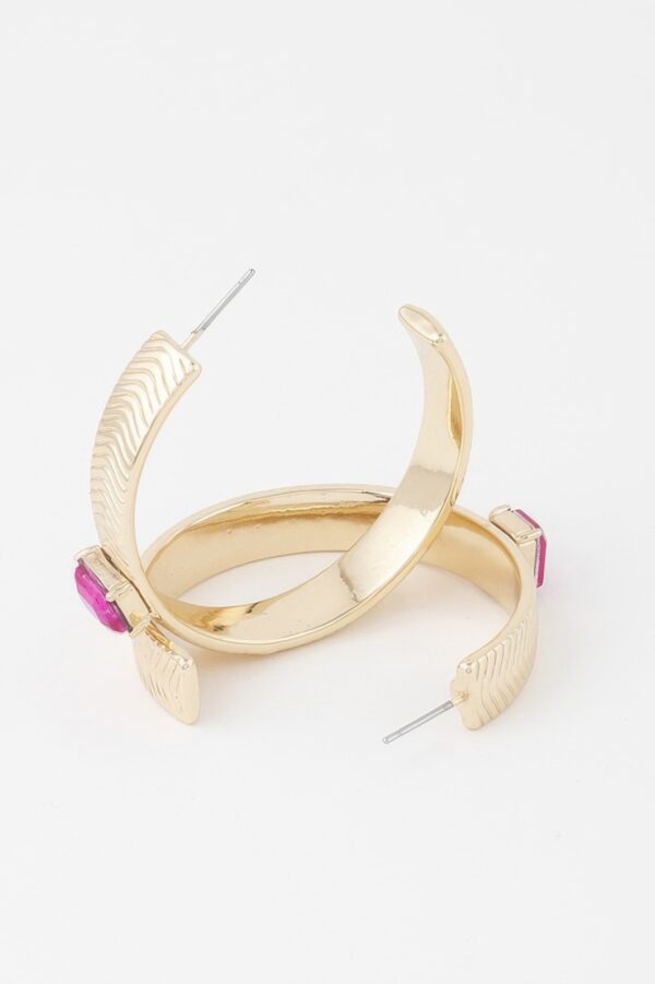 Cubic Rhinestone Hoop Earrings – 1.6 in