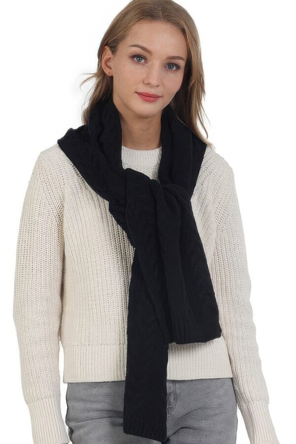 Cable Knit Scarf – Solid Textured Design