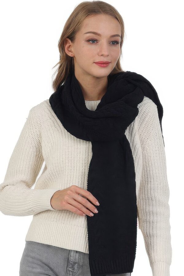 Cable Knit Scarf – Solid Textured Design