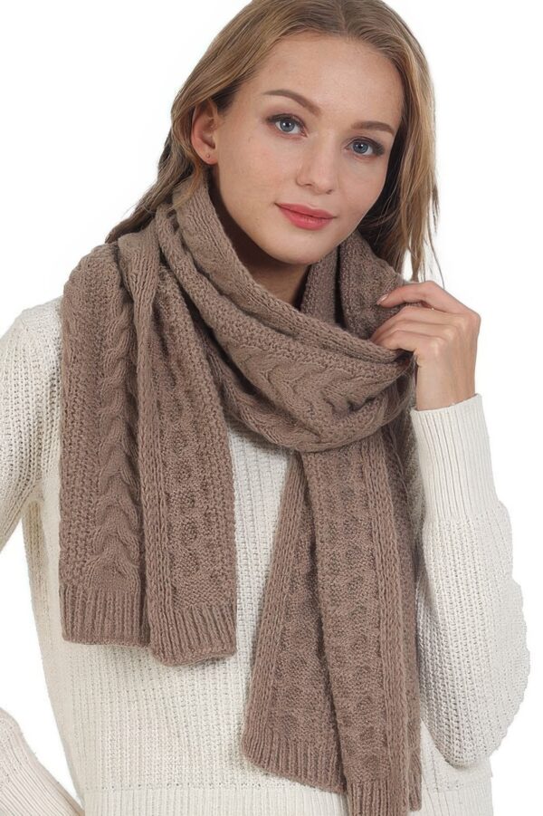 Cable Knit Scarf – Solid Textured Design
