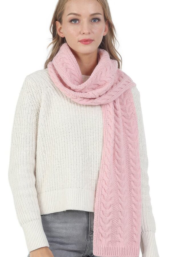 Cable Knit Scarf – Solid Textured Design