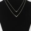 Double Crystal V Necklace – Layered V Pendant, 14-inch