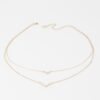 Double Crystal V Necklace – Layered V Pendant, 14-inch