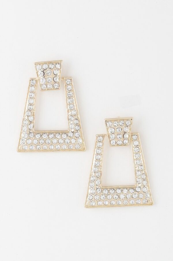 Rhinestone Drop Earrings with Structured Silhouette
