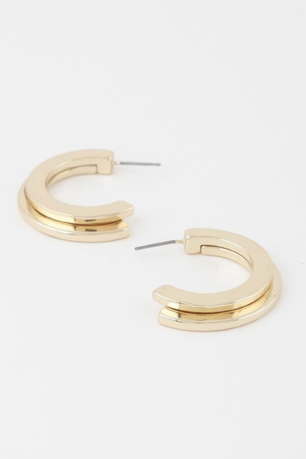 Layered Double Hoop Earrings – Polished Metal