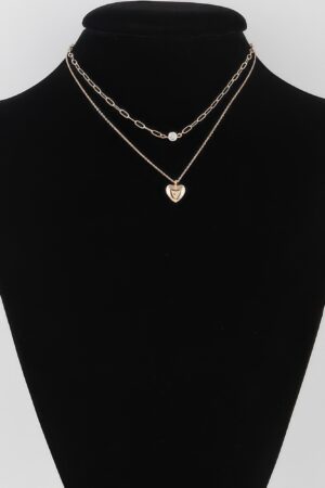 Double Heart Layered Necklace – 14-inch Delicate Chain