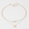 Double Heart Layered Necklace – 14-inch Delicate Chain