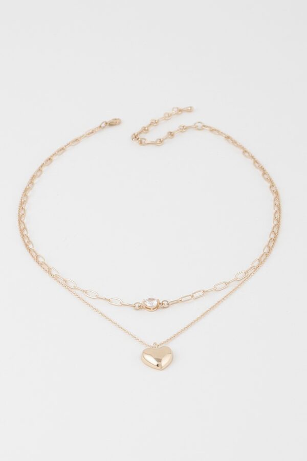 Double Heart Layered Necklace – 14-inch Delicate Chain