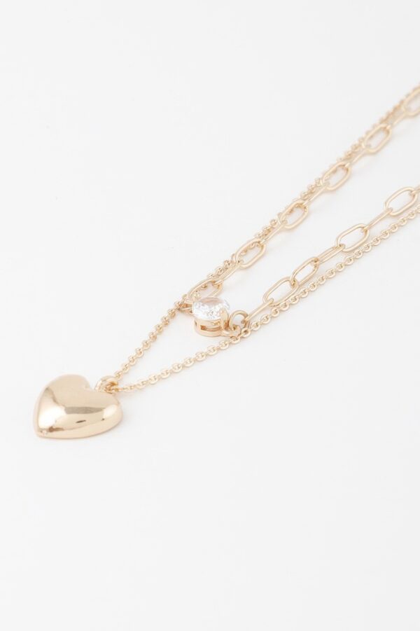 Double Heart Layered Necklace – 14-inch Delicate Chain