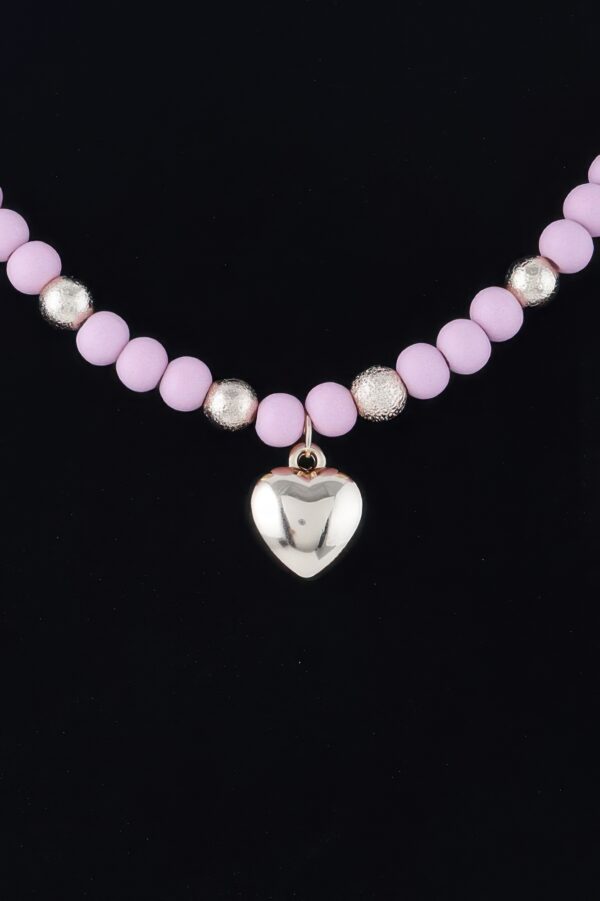 Beaded Heart Necklace with Polished Finish