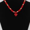 Beaded Heart Necklace with Polished Finish