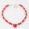 Beaded Heart Necklace with Polished Finish