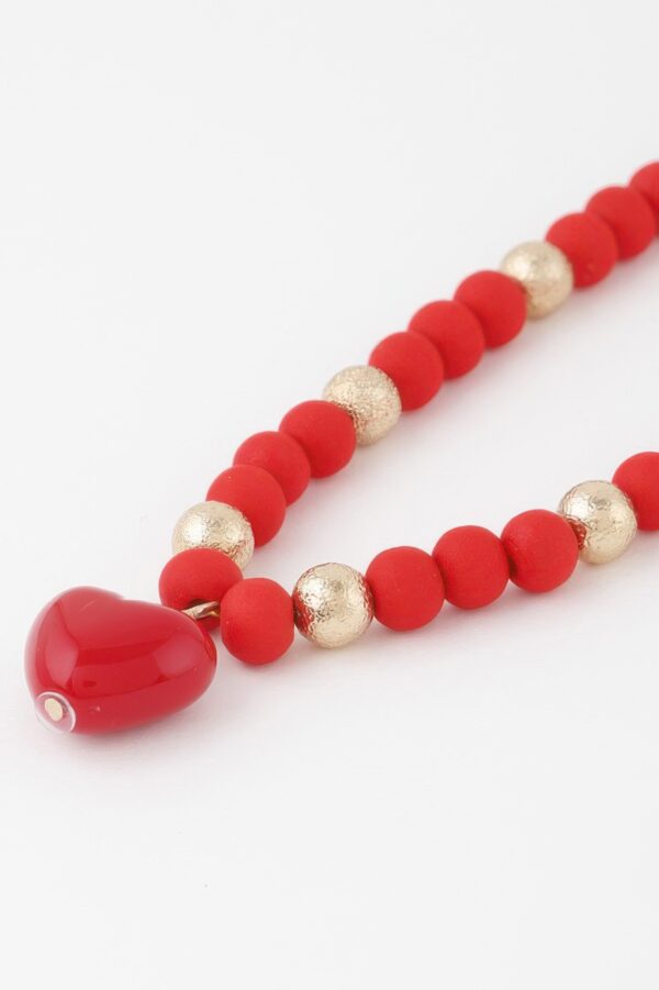 Beaded Heart Necklace with Polished Finish