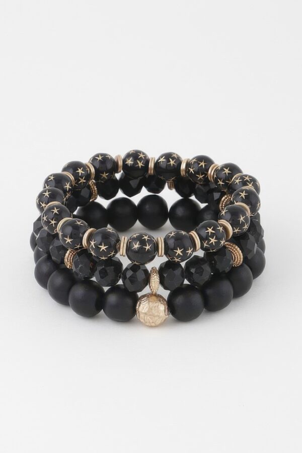 Triple-Star Beaded Bracelet – Rounded Silhouette