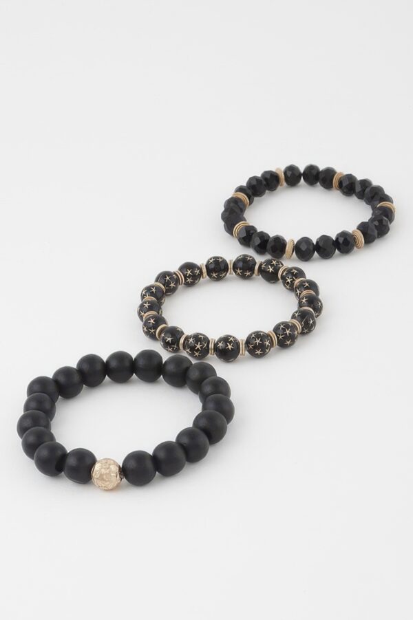 Triple-Star Beaded Bracelet – Rounded Silhouette