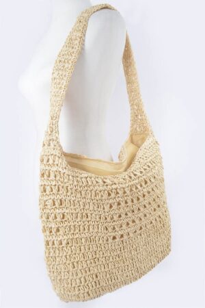 Faux Straw Oversized Shoulder Bag – Woven Texture