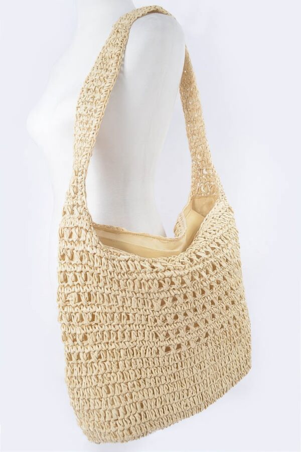 Faux Straw Oversized Shoulder Bag – Woven Texture