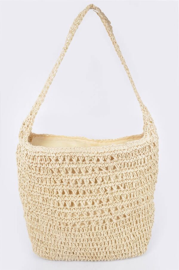 Faux Straw Oversized Shoulder Bag – Woven Texture