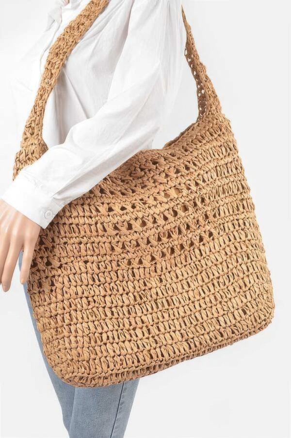 Faux Straw Oversized Shoulder Bag – Woven Texture