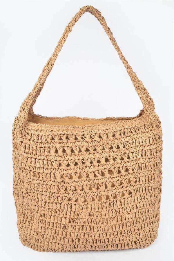 Faux Straw Oversized Shoulder Bag – Woven Texture