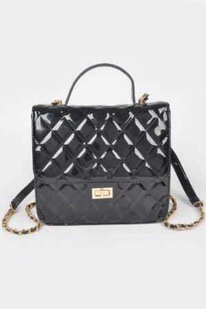 Quilted Enamel Mini Backpack – Structured Silhouette