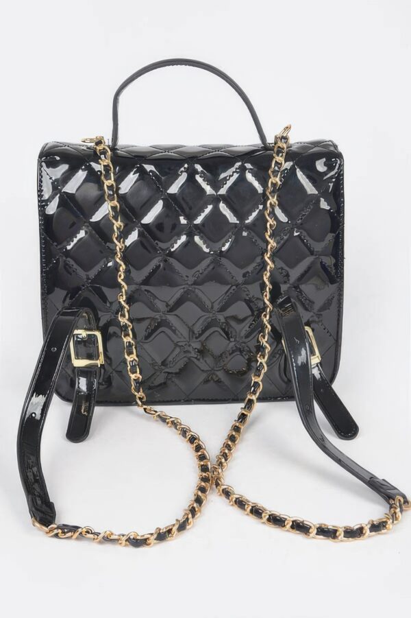 Quilted Enamel Mini Backpack – Structured Silhouette