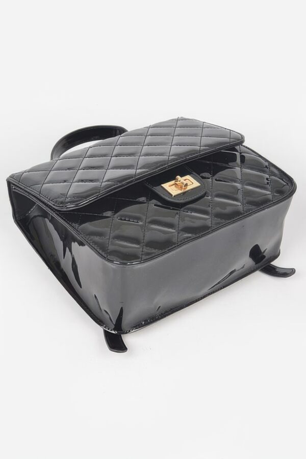Quilted Enamel Mini Backpack – Structured Silhouette