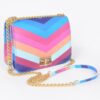 Structured Multi-Color Flap Chain Shoulder Bag