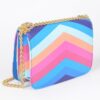 Structured Multi-Color Flap Chain Shoulder Bag