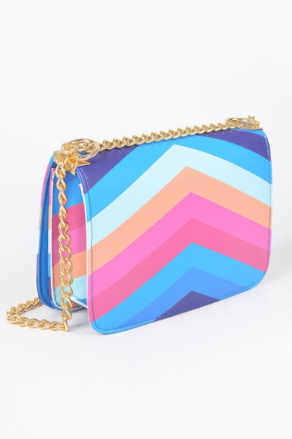 Structured Multi-Color Flap Chain Shoulder Bag