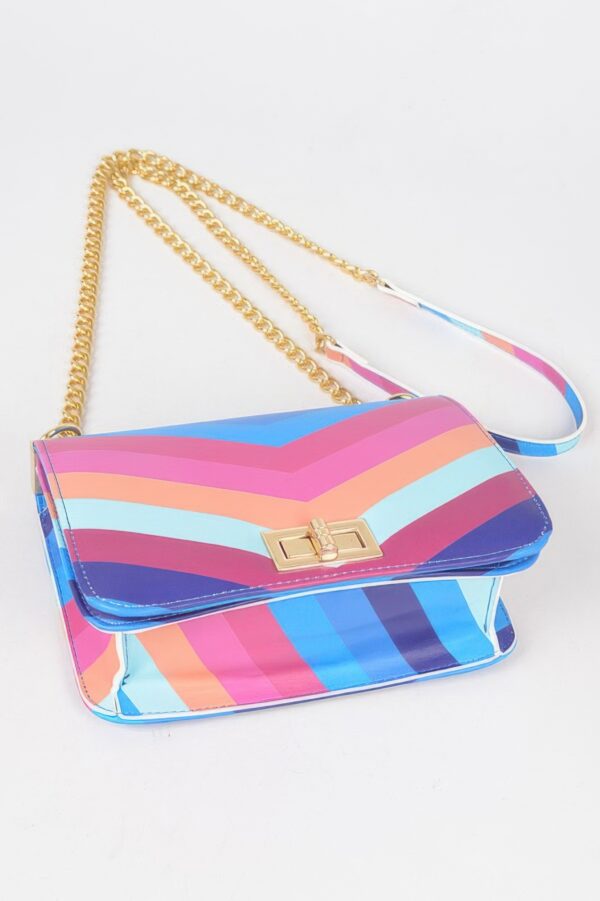 Structured Multi-Color Flap Chain Shoulder Bag