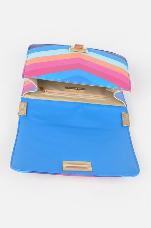 Structured Multi-Color Flap Chain Shoulder Bag