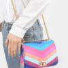 Structured Multi-Color Flap Chain Shoulder Bag