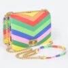 Structured Multi-Color Flap Chain Shoulder Bag