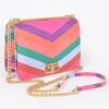 Structured Multi-Color Flap Chain Shoulder Bag