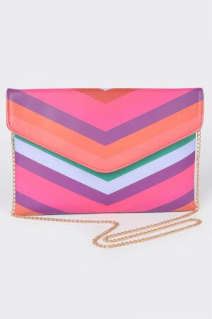 Slim Envelope Clutch with Multi-Color Accents