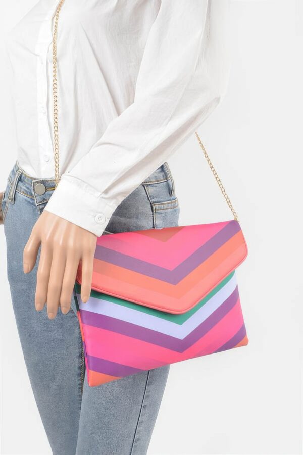 Slim Envelope Clutch with Multi-Color Accents
