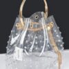 Faux Pearl Studded Bucket Bag with Metal Handle