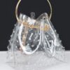 Faux Pearl Studded Bucket Bag with Metal Handle