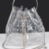 Faux Pearl Studded Bucket Bag with Metal Handle