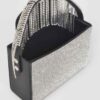 Rhinestone Box Clutch – Fringe Handle Evening Bag