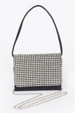 Oversized Faux Suede Rhinestone Crossbody Bag