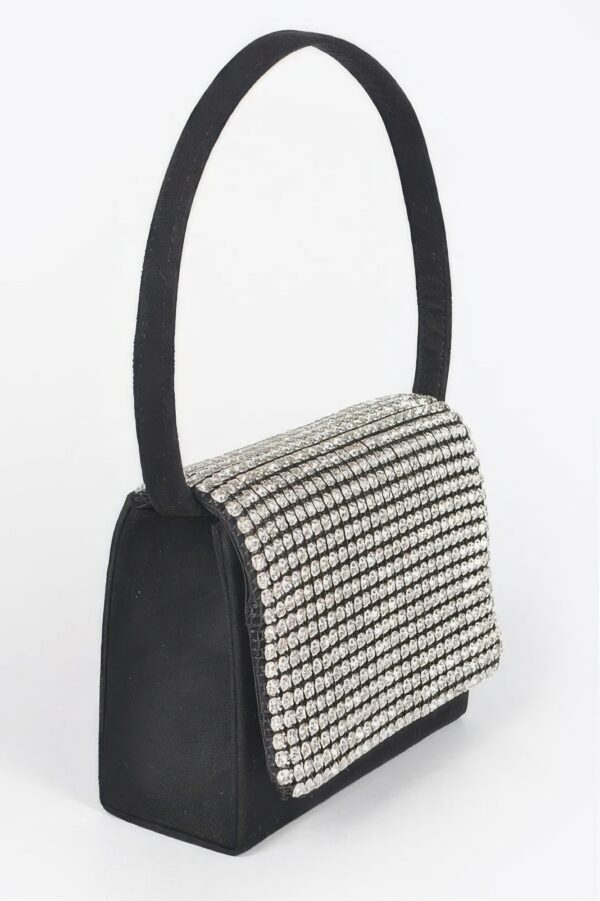 Oversized Faux Suede Rhinestone Crossbody Bag