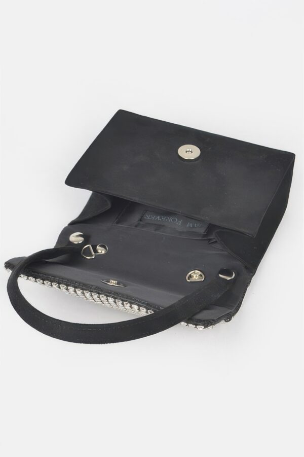 Oversized Faux Suede Rhinestone Crossbody Bag