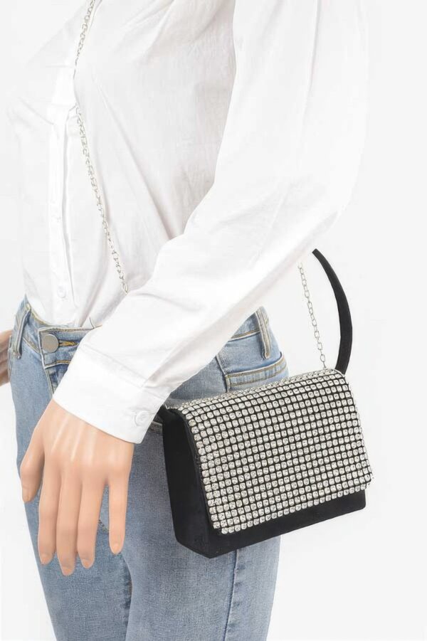 Oversized Faux Suede Rhinestone Crossbody Bag