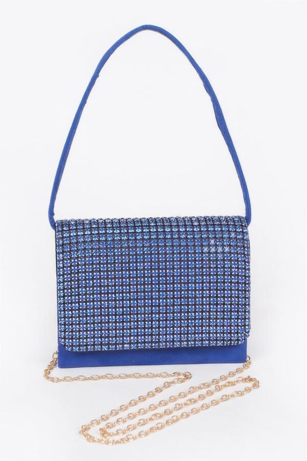 Oversized Faux Suede Rhinestone Crossbody Bag
