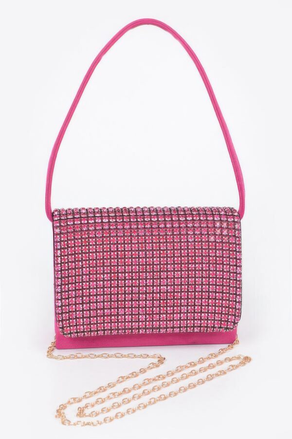 Oversized Faux Suede Rhinestone Crossbody Bag