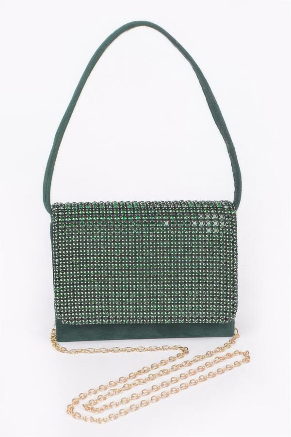 Oversized Faux Suede Rhinestone Crossbody Bag