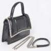 Faux Metallic Top Handle Bag – Stone Embellished