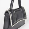 Faux Metallic Top Handle Bag – Stone Embellished